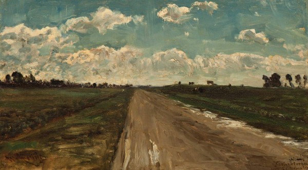 Dutch landscape with clouds by Willem Roelofs